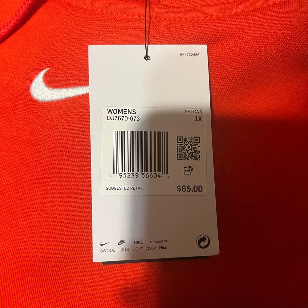 Nike Red Hoodie with White Swoosh - Picture 3 of 4